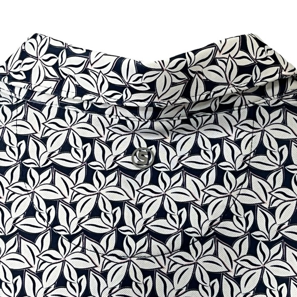 STITCH MENS GOLF POLO SHIRT NAVY WHITE MEDIUM CASUAL STRETCH SHORT SLEEVE EUC. - Picture 5 of 8